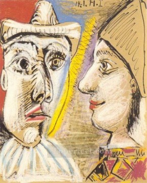 Pierrot et arlequin de profil 1971 Cubistas Pinturas al óleo